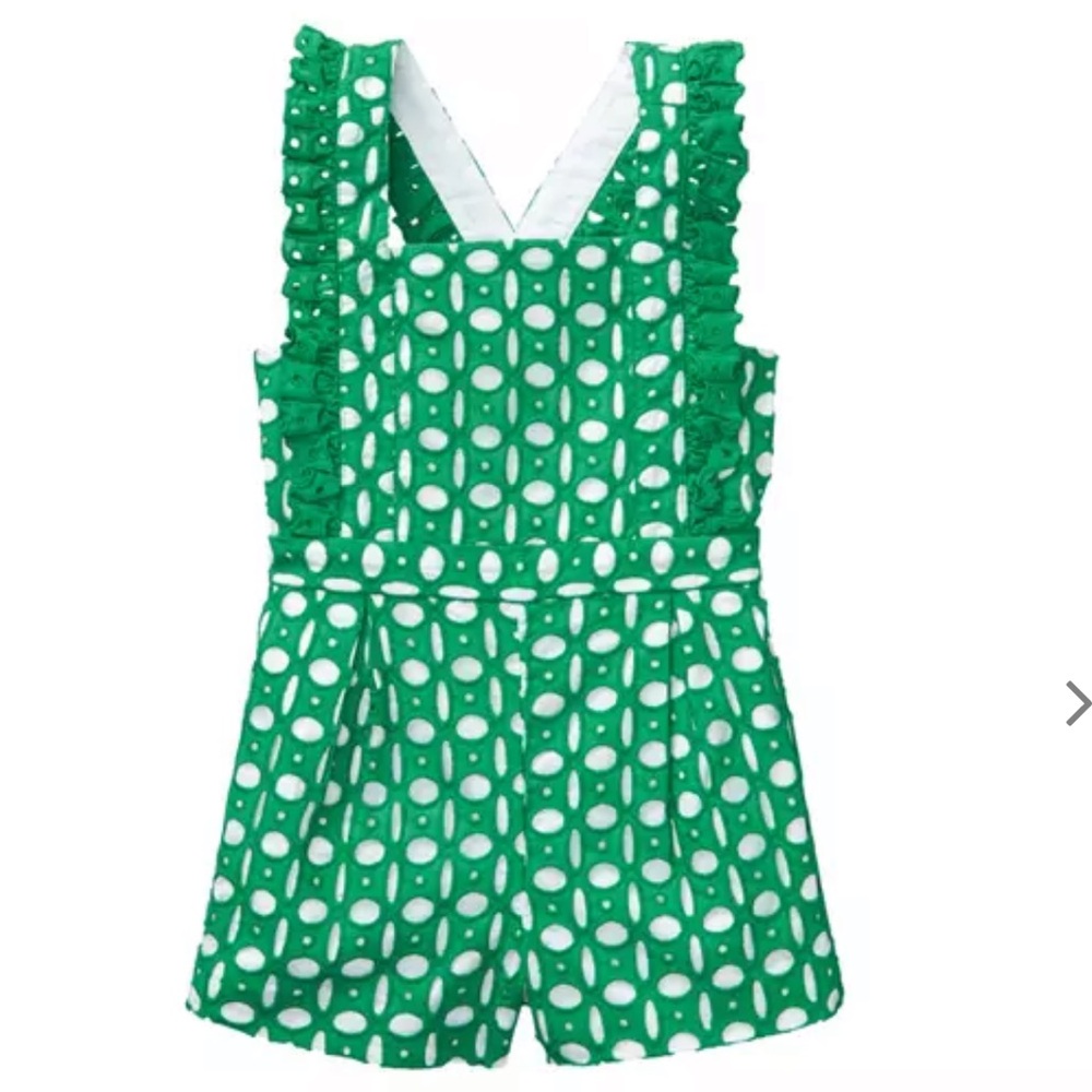 Janie and Jack Girls Green Eyelet Romper
